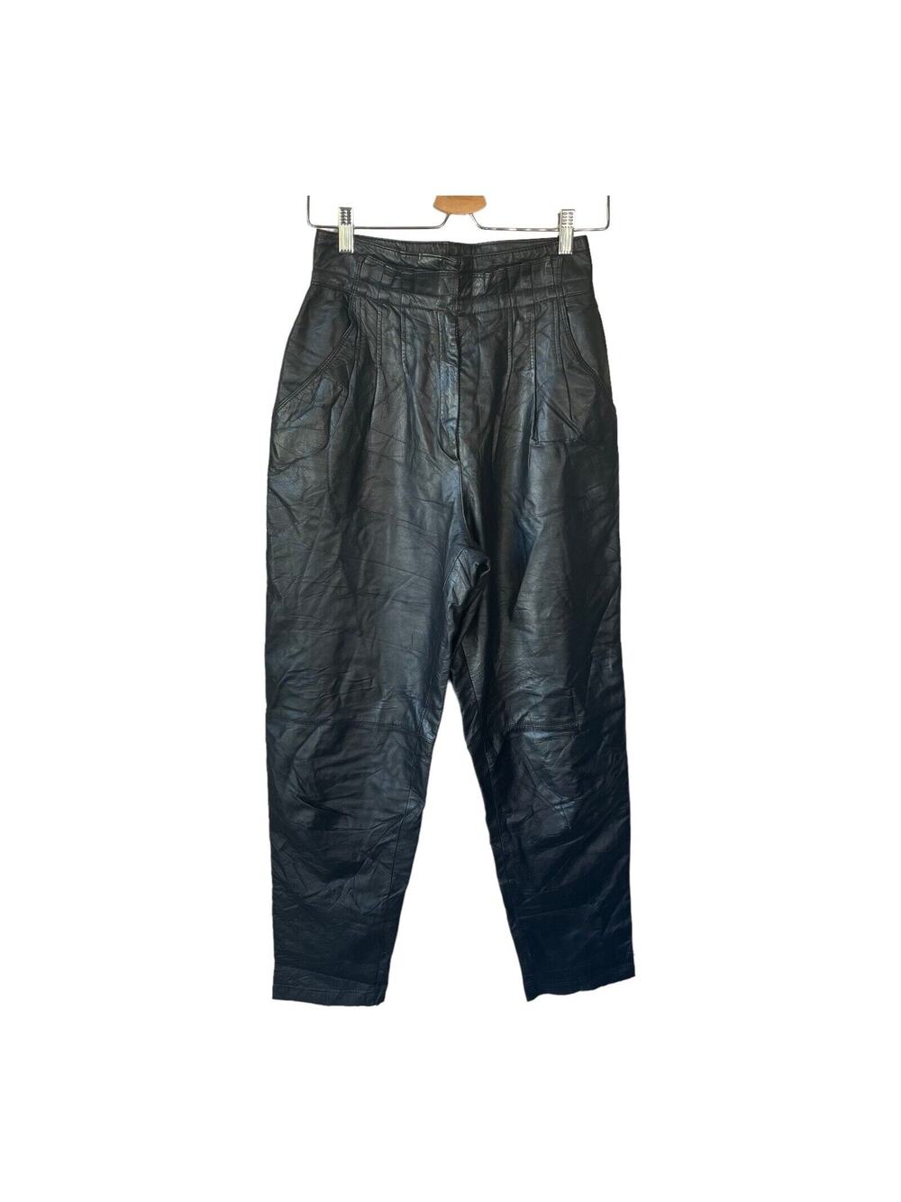 Charles Klein vintage soft leather black high wasit pants size 8
